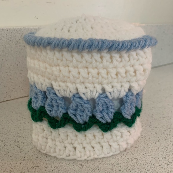 Tulip Flower Toilet Paper Tissue Cover New Light Blue with Green Leaves - Picture 11 of 15